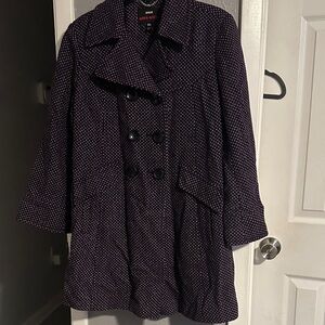 Mossimo Supply Co. Purple and White / silver Polka Dot Double-Breasted Peacoat
